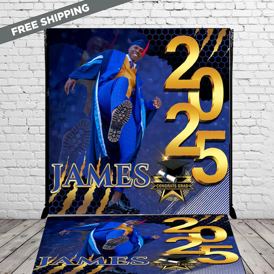 Prom Backdrop and Decal, Graduation Bundle,  Step and Repeat, Prom send off,  Blue and GOld  backdrop, Graduation step repeat, bundle