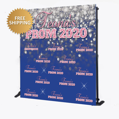 Prom 2020 Silver Glitter Custom Step and Repeat Backdrop