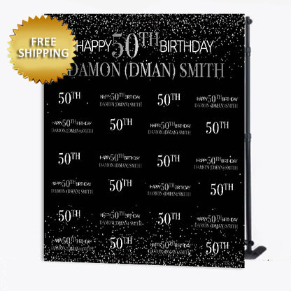 50th-Birthday-Silver-and-Black-Custom-Step-and-Repeat-Backdrop