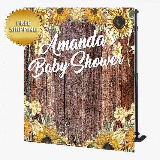 Rustic Sunflower Baby Shower Custom Step and Repeat Banner