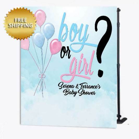 Gender Reveal Baby Shower Boy or Girl Custom Step and Repeat Backdrop