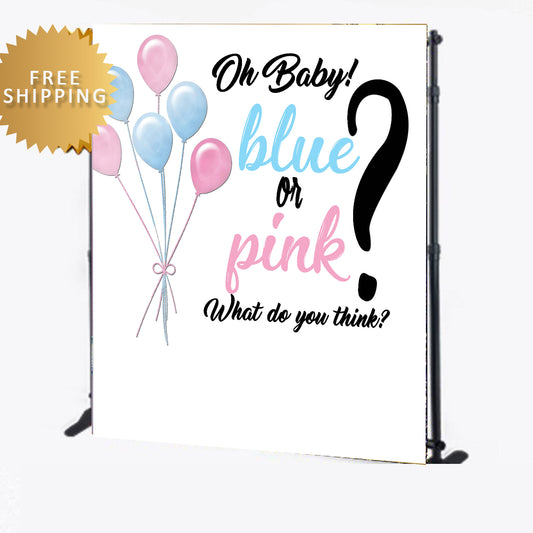Gender Reveal Baby Shower Boy or Girl Custom Step and Repeat Backdrop
