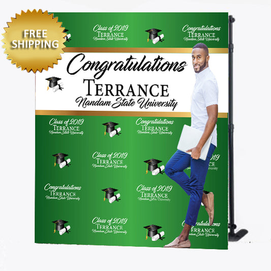 College or University Graduation Custom Step and Repeat Backdrop