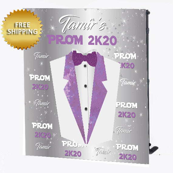 Tuxedo Prom Lavender Purple Custom Step and Repeat Backdrop