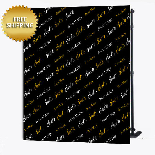 Sweet 16 Birthday Custom Black and Gold Step and Repeat Banner