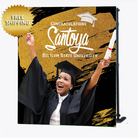 Congratulations Graduate with Photo Custom Step and Repeat Backdrop