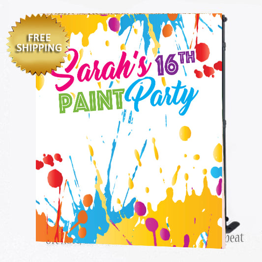 Paint Birthday Party Step and Repeat Backdrop Banner