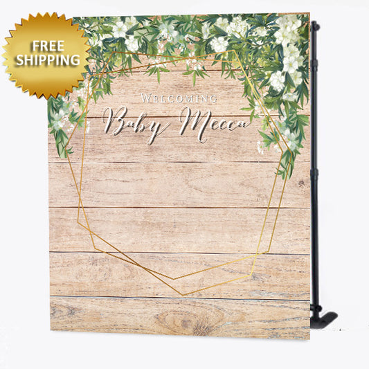 Rustic Floral Theme Baby Shower Custom Step and Repeat Backdrop