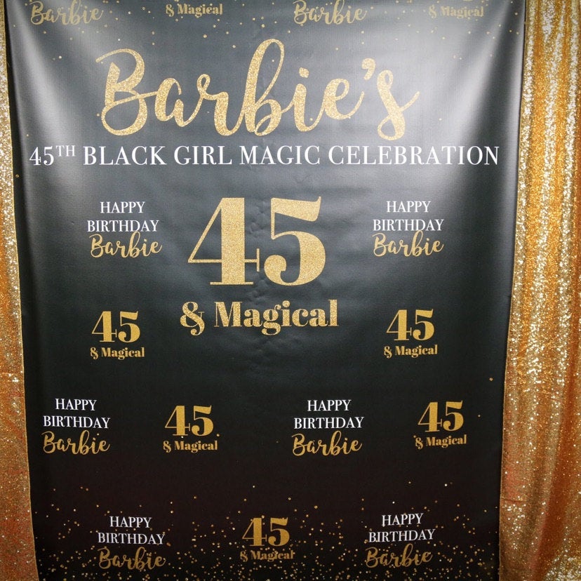 55 & Fly Birthday Party Glitter Step and Repeat Backdrop