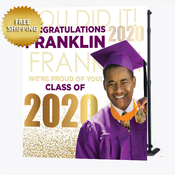 You Did It Class of 2020 Graduation Step and Repeat backdrop with Photo