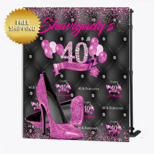 Pink-Tufted-Heels-40th-Birthday-Custom-Step-and-Repeat