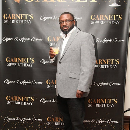 Cognac and cigars retirement step and repeat Backdrop