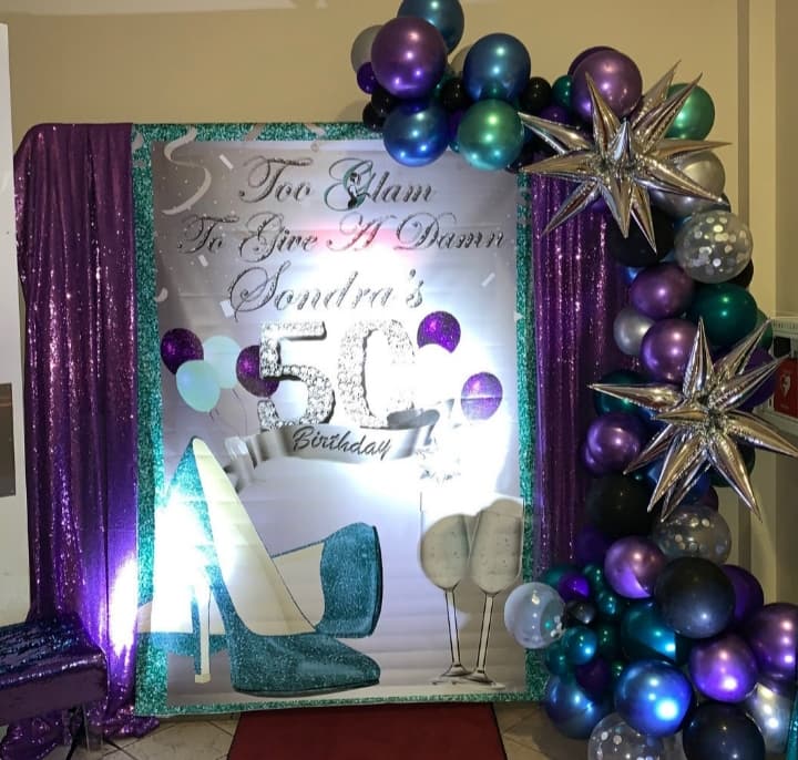 40th Birthday Blue and Gold Tufted Custom Step and Repeat Backdrop