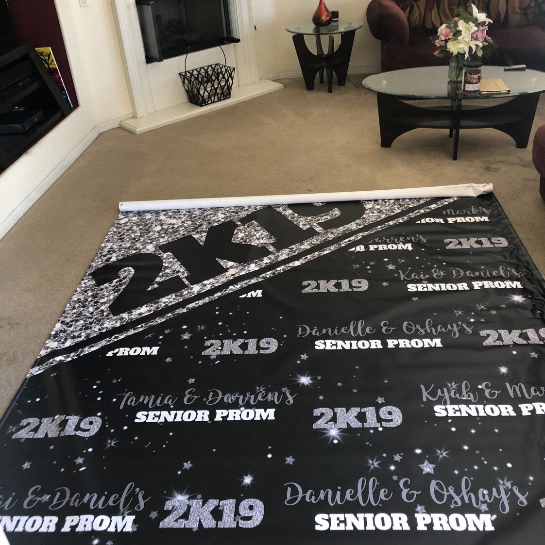 Senior Prom 2020 Silver and black Step and Repeat Backdrop