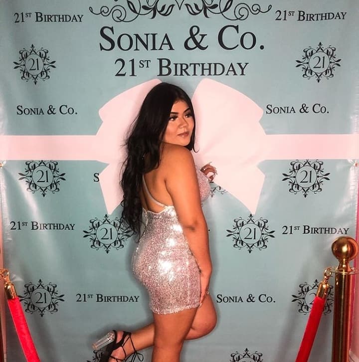 Turquoise Ribbon Birthday Custom Step and Repeat Backdrop