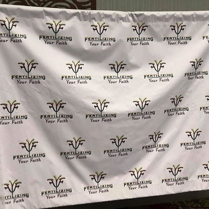Custom Step and Repeat White Backdrop with Company Logo