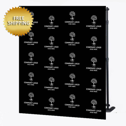 Business Logo Black Custom Step and Repeat Backdrop