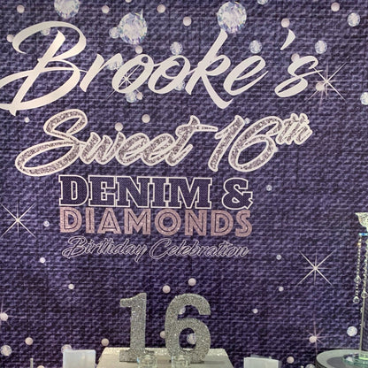 Denim & Diamonds Baby Shower Step and Repeat Photo Backdrop