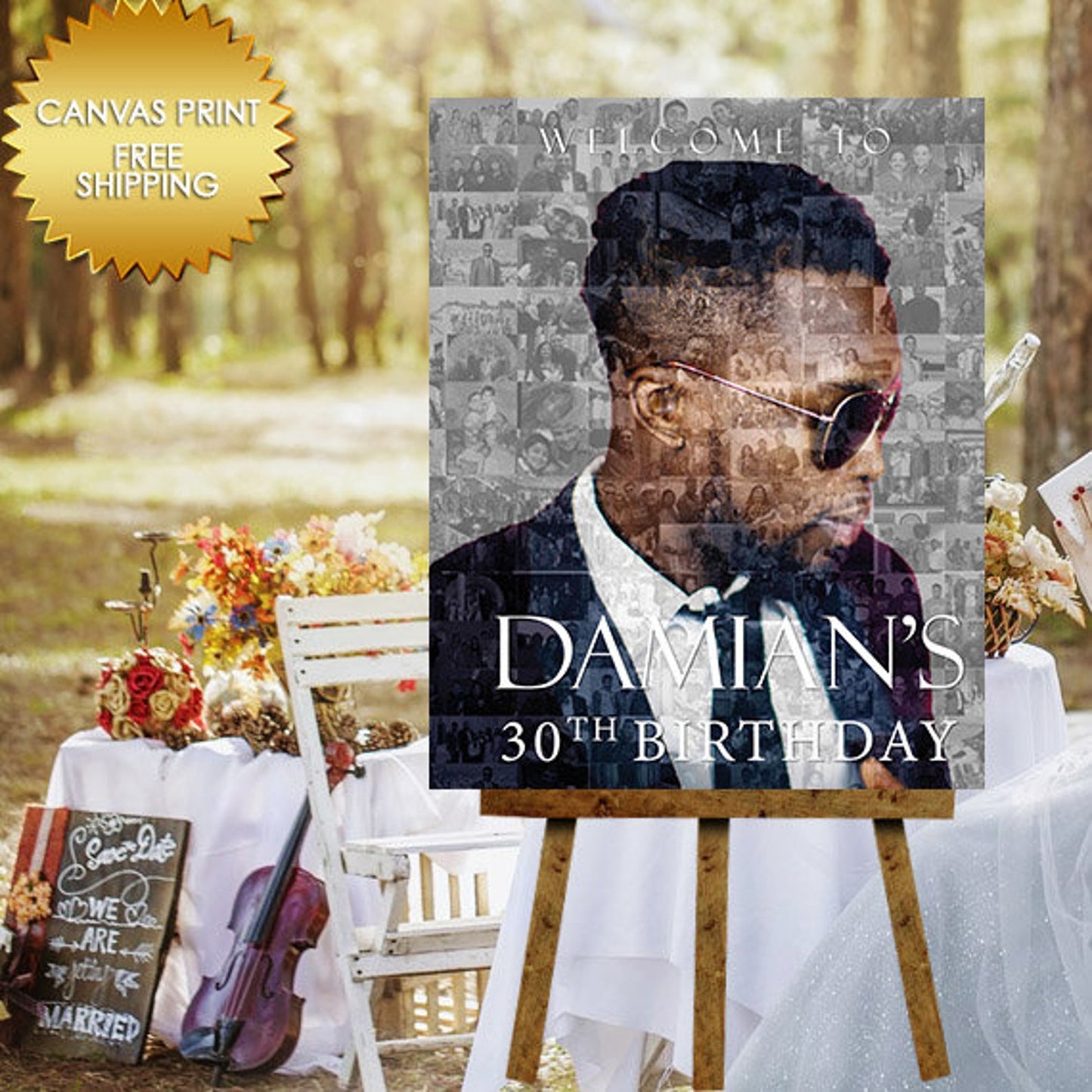 photo-collage-birthday-party-custom-welcome-canvas-sign-dream-design-group for Free Printable 30th Birthday Signs Photo Collage Birthday Party Custom Welcome Canvas Sign – Dream Design Group for Free Printable 30th Birthday Signs