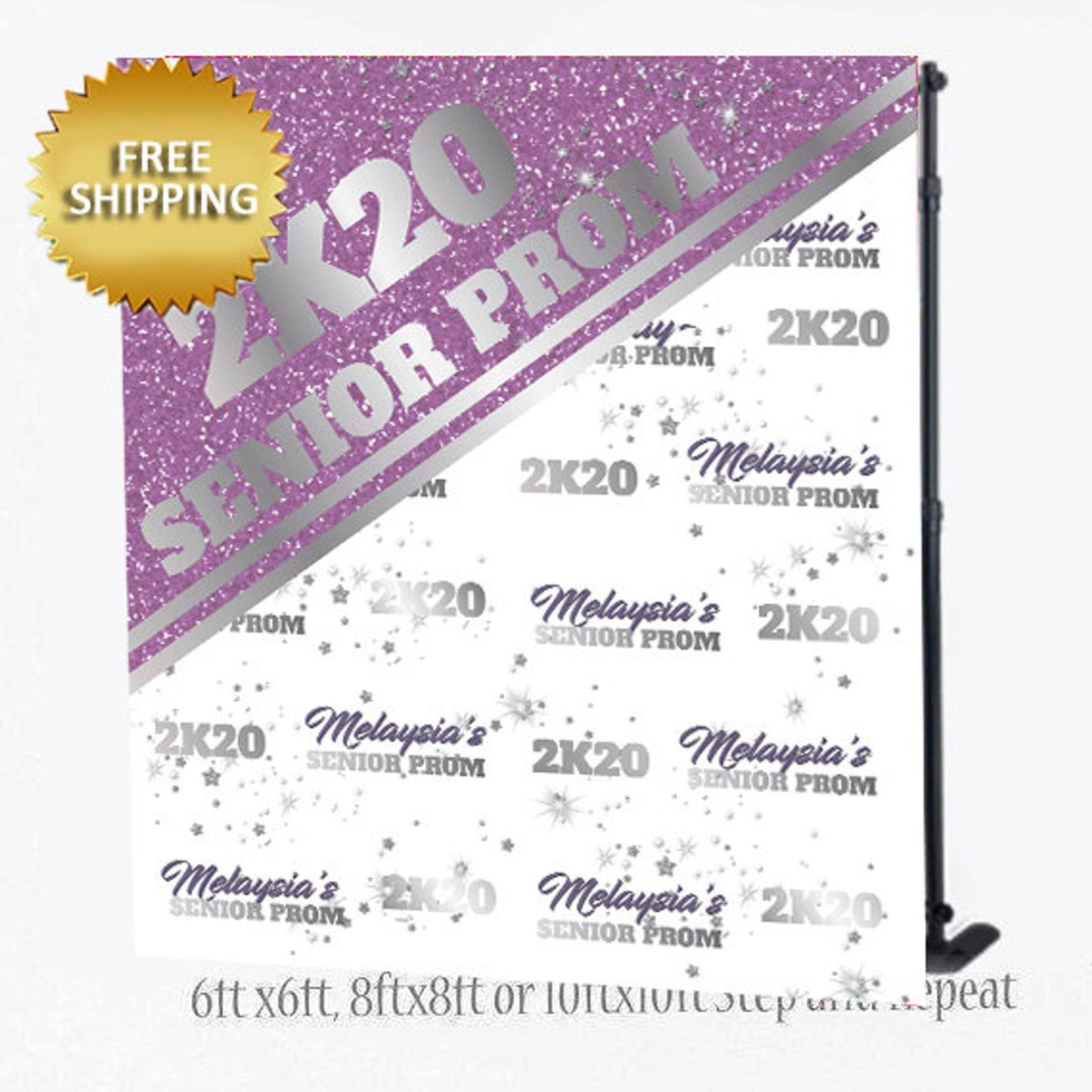 Purple Prom 2020 Custom Step and Repeat Backdrop