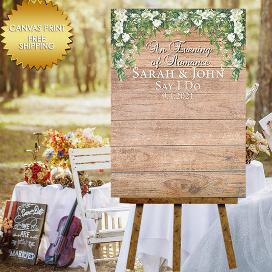 Rustic Floral Wedding Welcome Canvas Sign