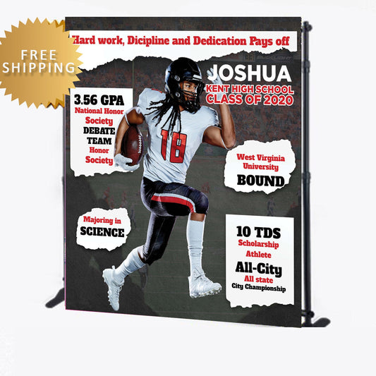 High School Stats Class of 2020 Grad Custom Step and Repeat backdrop with photo