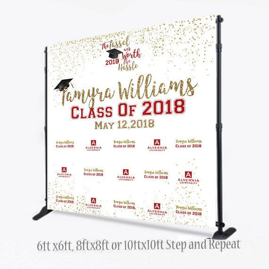 Custom 8X8 Photo Booth backdrop, Graduation Step and Repeat, Gold Sparkle Graduation Backdrop, Step and Repeat, Printable Backdrop, Prom
