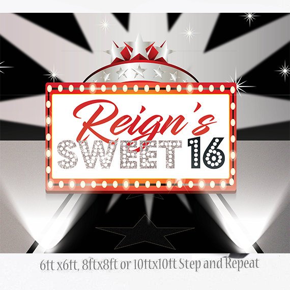 Photo Booth backdrop, Sweet 16 Backdrop, Hollywood backdrop, Hollywood Step and Repeat, photo booth, Prom Backdrop, Printable Backdrop,