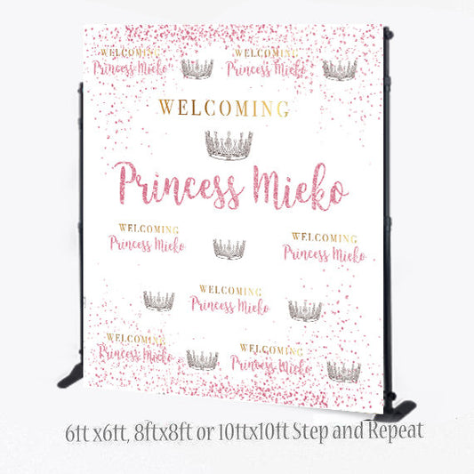 Custom 8X8 Photo Booth backdrop, Princess Step and Repeat, Baby Shower Backdrop, 1st Birthday backdrop, Unicorn Step and Repeat, Princess