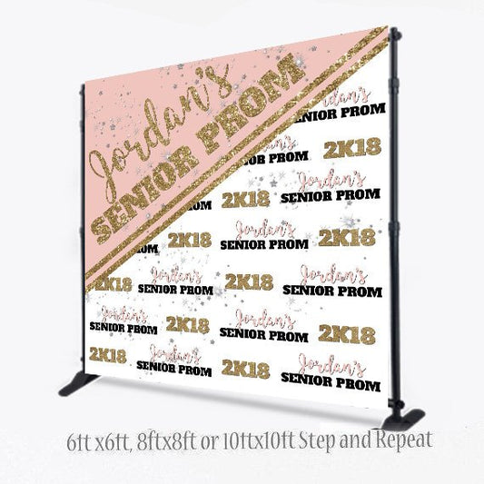 Custom 8x8 FEET Photo Booth Step and Repeat, Prom Step and Repeat, Rose Gold Step and Repeat, Photo Props, Printable, Prom backdrop