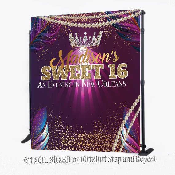 Masquerade step and repeat, Mardi Gras backdrop, Custom 8X8 Photo Booth backdrop, Birthday Step and Repeat, Sweet 16 Birthday, photo booth
