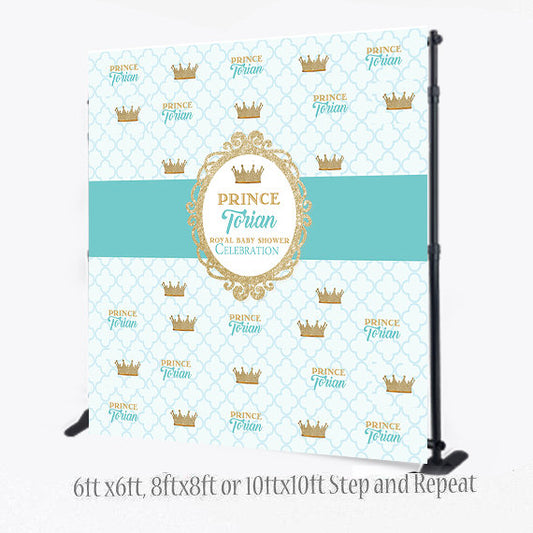 Prince photo booth, Royal Prince Step and Repeat, Custom 8X8 Photo Booth backdrop,Turquoise Step and Repeat, Printable Backdrop, Prom filter