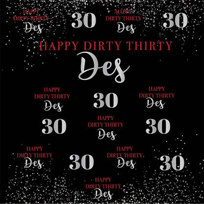 Custom 8X8 Photo Booth backdrop, black and red Step and Repeat, 40th Step and Repeat, Dirty Thirty Backdrop, Birthday Backdrop,Backdrop