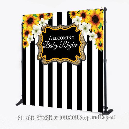 Sunflowers Backdrop, Sunflowers Step and Repeat, Bridal Shower backdrop, Sweet 16 Birthday photo booth, Wedding Backdrop, Baby Shower