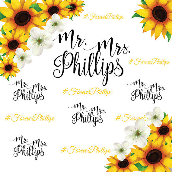 Sunflowers Step and Repeat, Bridal Shower backdrop, Sunflowers Backdrop, Sweet 16 Birthday photo booth, Wedding Backdrop, Baby Shower