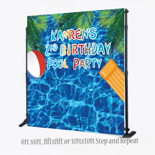 Summer Back Drop, Pool Party Step and Repeat, Pool Party Photo Booth backdrop,Birthday backdrop, Pool Party photo booth backdrop