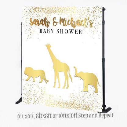 Custom 8X8 Photo Booth backdrop, Jungle Step and Repeat, Animal Backdrop,Jungle backdrop, Safari Backdrop, Gold Animal Step and Repeat