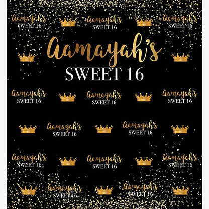 Sweet 16 8X8 Photo Booth backdrop, Sweet 16 step and repeat, Prom backdrop, Birthday Backdrop, Printable Backdrop, Crown step and repeat