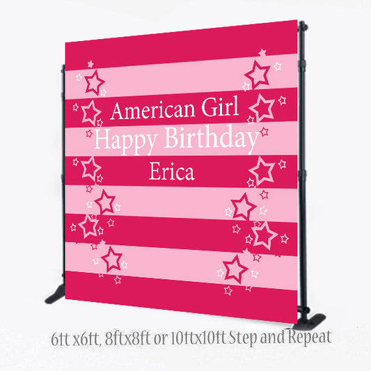 Princess backdrop, American Girl Step and Repeat, American Girl Photo Booth backdrop, American Girl Birthday Banner, Printable Backdrop