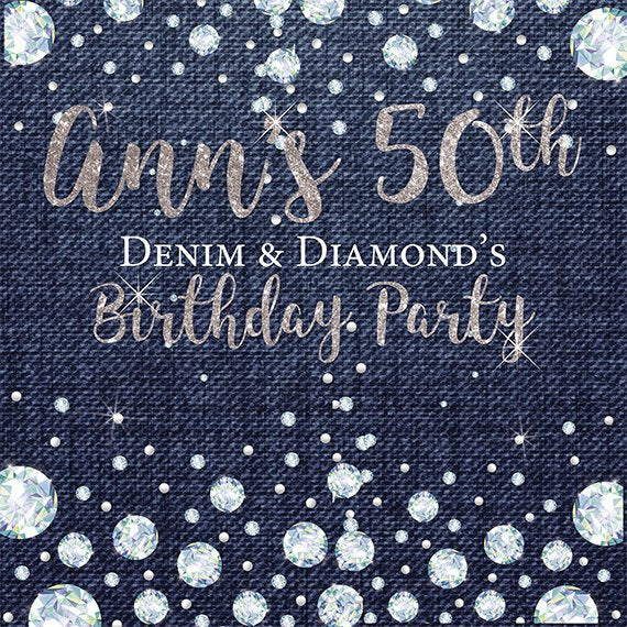 Funnytree photographic backdrops Denim Diamonds luxury birthday party  background blue jeans Jewelry banner glitter Photobooth - AliExpress