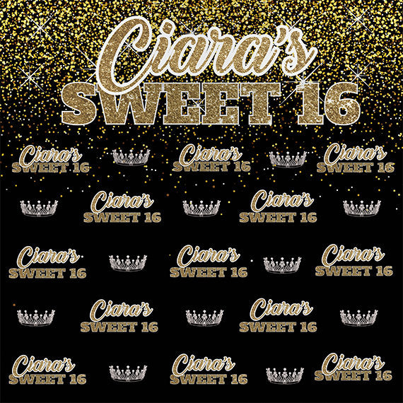 Sweet 16 Backdrop, Step and repeat backdrop, Birthday Backdrop, Black and gold backdrop,  Birthday Step and Repeat, Photo Props,  Wedding