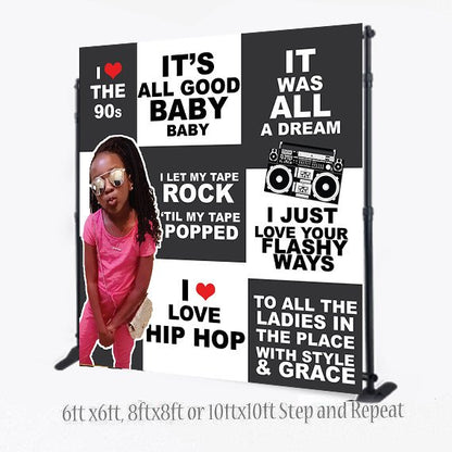 8X8 FEET Photo Booth, Hip Hop Backdrop, 90s photo booth, 90s Party, 90s Backdrop, 90s photo booth,  Hip Hop Backdrop,  90s step and repeat