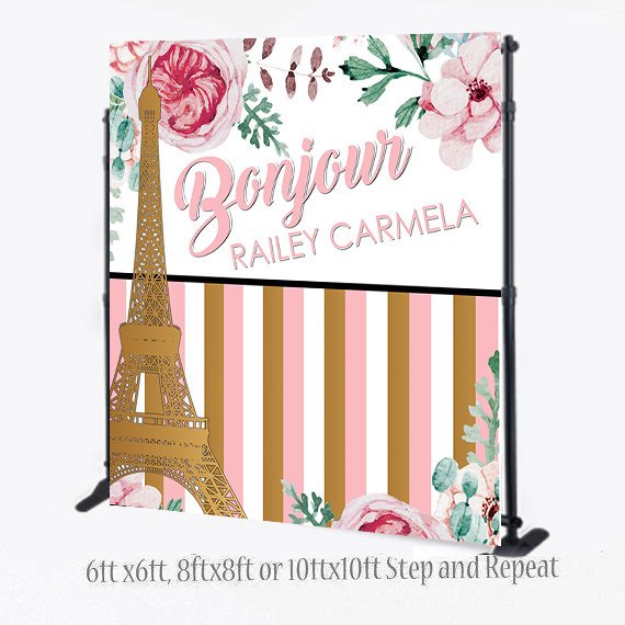 Eiffel Tower backdrop, Paris Backdrop, Paris step and repeat, Custom 8X8 PhotoBooth backdrop, Step and Repeat, Sweet 16 Birthday, photobooth