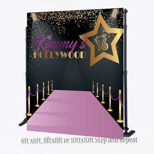 Purple Carpet backdrop, Sweet 16 Backdrop, Hollywood backdrop, Hollywood Step and Repeat, photo booth, Prom Backdrop, red Carpet Backdrop,
