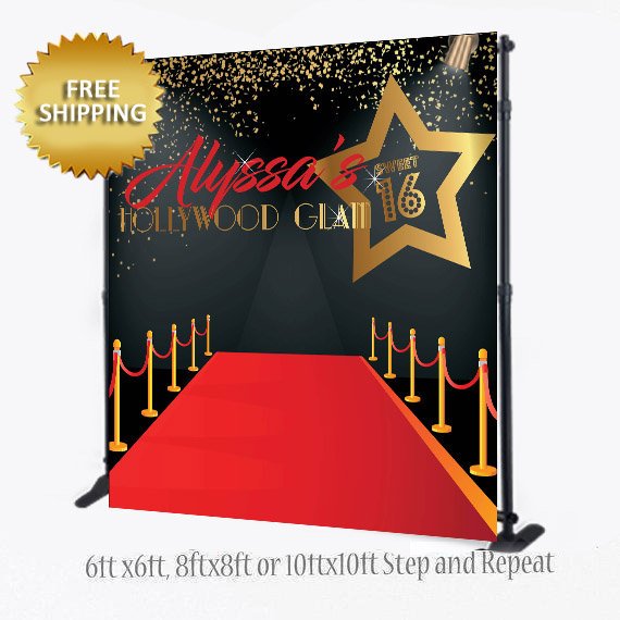 Step And Repeat Hollywood Start Custom Photography Backdrop lv-078