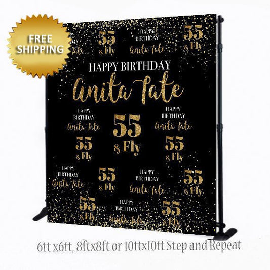 Custom 8x8 FEET Photo Booth Step and Repeat, Birthday Backdrop, Custom Backdrop, 50th Birthday Backdrop, Photo Props, Printable Back drop