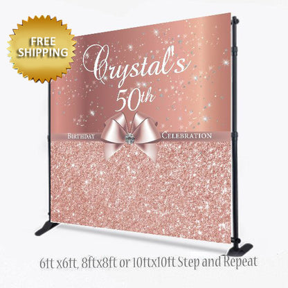 Rose Gold Step and Repeat, 50th birthday backdrop, Rose Gold backdrop, 50th backdrop, Step and repeat Birthday, Step and repeat backdrop