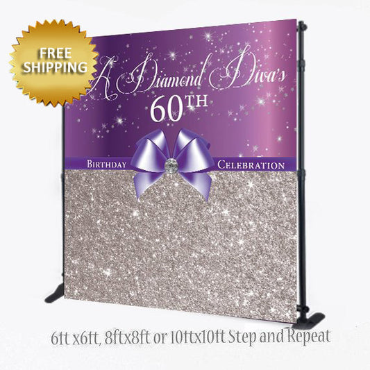 Elegant Photo Booth backdrop, Purple and Silver Step Repeat, step and repeat Backdrop, Prom backdrop, 40th Birthday Backdrop, 50th Birthday