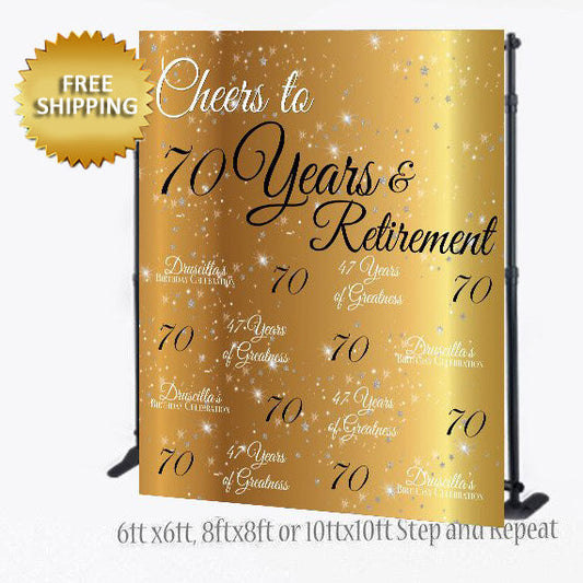Retirement Backdrop, 50th Birthday backdrop, step and repeat backdrop, Elegant Photo Booth backdrop, 40th Birthday Backdrop, 50th Birthday