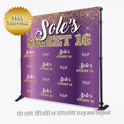 Sweet 16 Backdrop, Royalty backdrop, Step and repeat backdrop, Birthday Backdrop, step and repeat backdrop, Birthday, Photobooth Photo Props